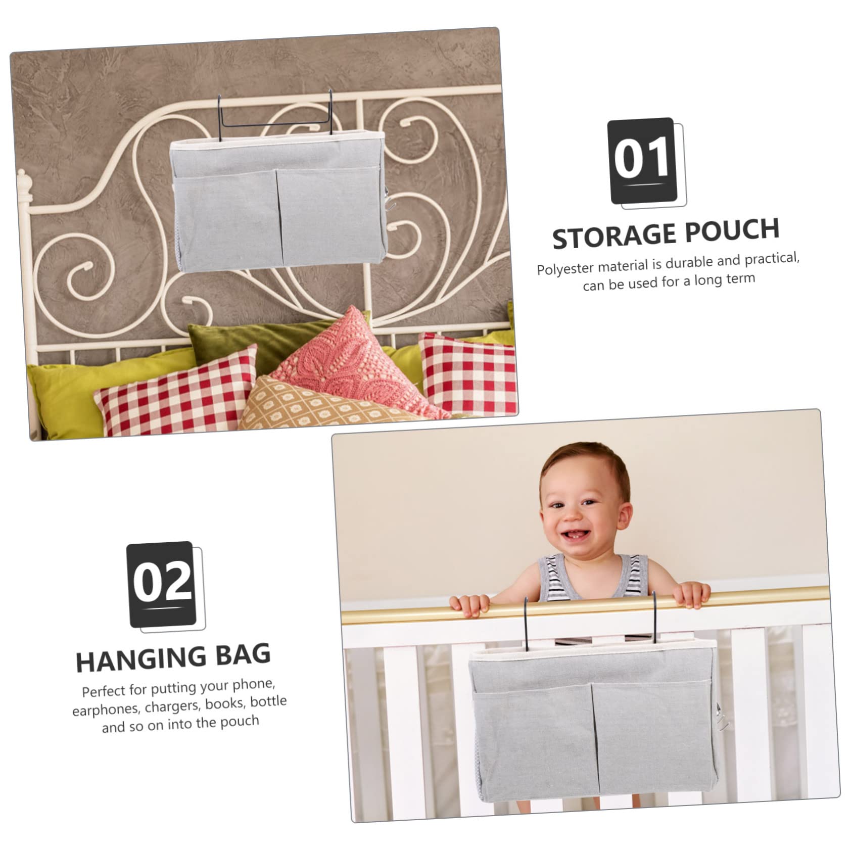 Practical Hanging Bedside Storage Basket Multipurpose Pouch Pockets Dorm Bed Bunk Loft College Dorm Rooms Baby Rails Bedroom Living Room