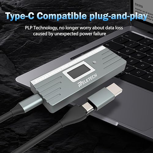 Miniatura 10 de Reletech M.2 SSD portátil USB3.1 Tipo-C 10Gps carcasa de disco duro, compatible con NVMeSATA Dos protocolos, adecuado para MacBook SSD Gen 2 (10