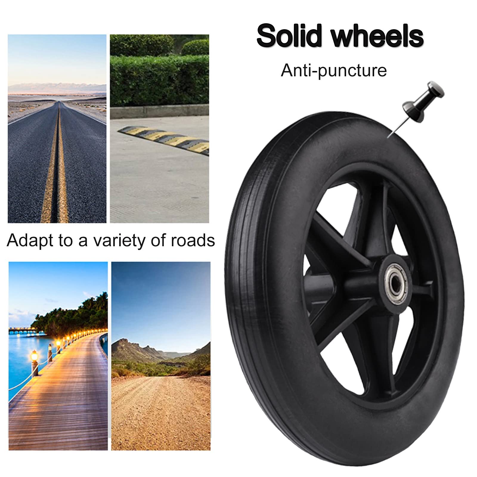 2 Pieces Wheelchair Caster Wheels, 7inch 8inch Wheelchair Wheels (5/16