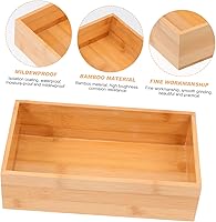 Vista 8 de Caja de almacenamiento de bambú, organizador de oficina, contenedor para encimera, utensilios de cocina, organizador de almacenamiento, tapa