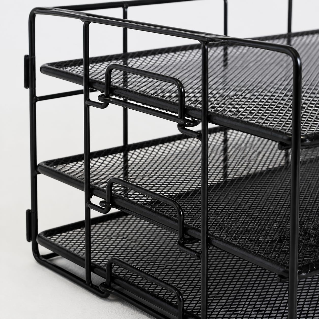 Stapelbare Ablagefächer, Metall Briefablage A4, 3-lagige Dokumentenablage für Büro Office, platzsparend 45x32x32cm, White
