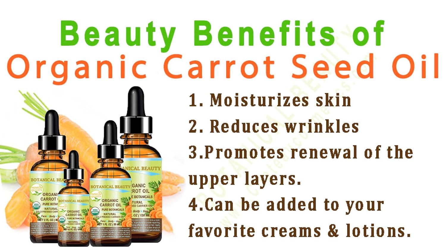 Botanical Beauty Organic CARROT SEED OIL 100% Pure VIRGIN UNREFINED Undiluted Cold Pressed Carrier Oil for Face, Skin, Body, Hair, Lip, Nails. Rich in Beta Carotene, Vitamin E (0.5 Fl Oz) - Image 5