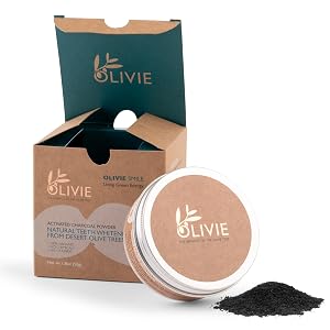 Organic Activated Charcoal Powder for Teeth Whitening by Olivie Smile Natural Toothpaste Alternative Desert Olive Tree Charcoal Fluoride