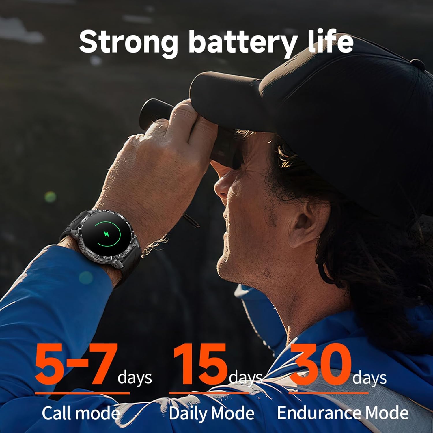 MIDDOW Military Smart Watch for Men with Flashlight, 1000mAh Battery 1.7" HD Screen, Heart Rate Blood Oxygen Sleep Monitor, 100+ Sports Modes IP68 Waterproof Fitness Tracker (2 Straps)