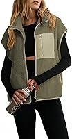 Dokotoo Women's Sleeveless Sherpa Fleece Vest Zip Up Oversized Fuzzy Jacket Casual Fall Winter Layering Top 2025