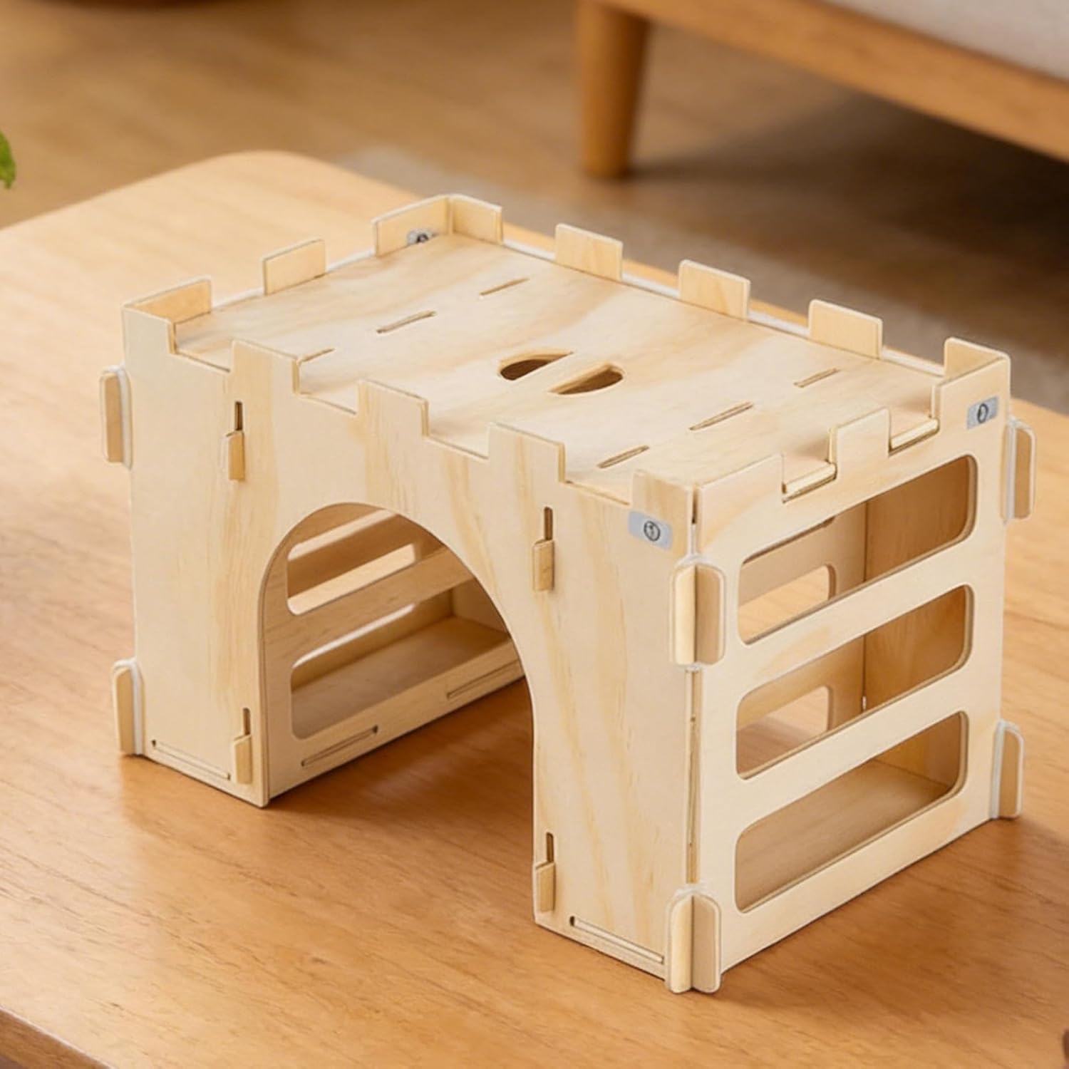 Bunny House,Removable Small Animal Habitat - Bunny Wooden Hay Feeder Chinchilla Castle,for Chinchilla Hedgehog Pet Enclosure Backyard Indoor Home