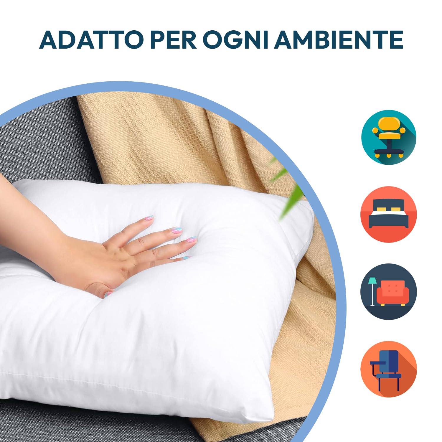 Perla Italia – Imbottitura Cuscini 50x50 Set 4 Pezzi – Interni Morbidi e Voluminosi 100% Poliestere – Antiacaro, Traspiranti, Lavabili – Ideali per Divano, Letto e Arredo Casa