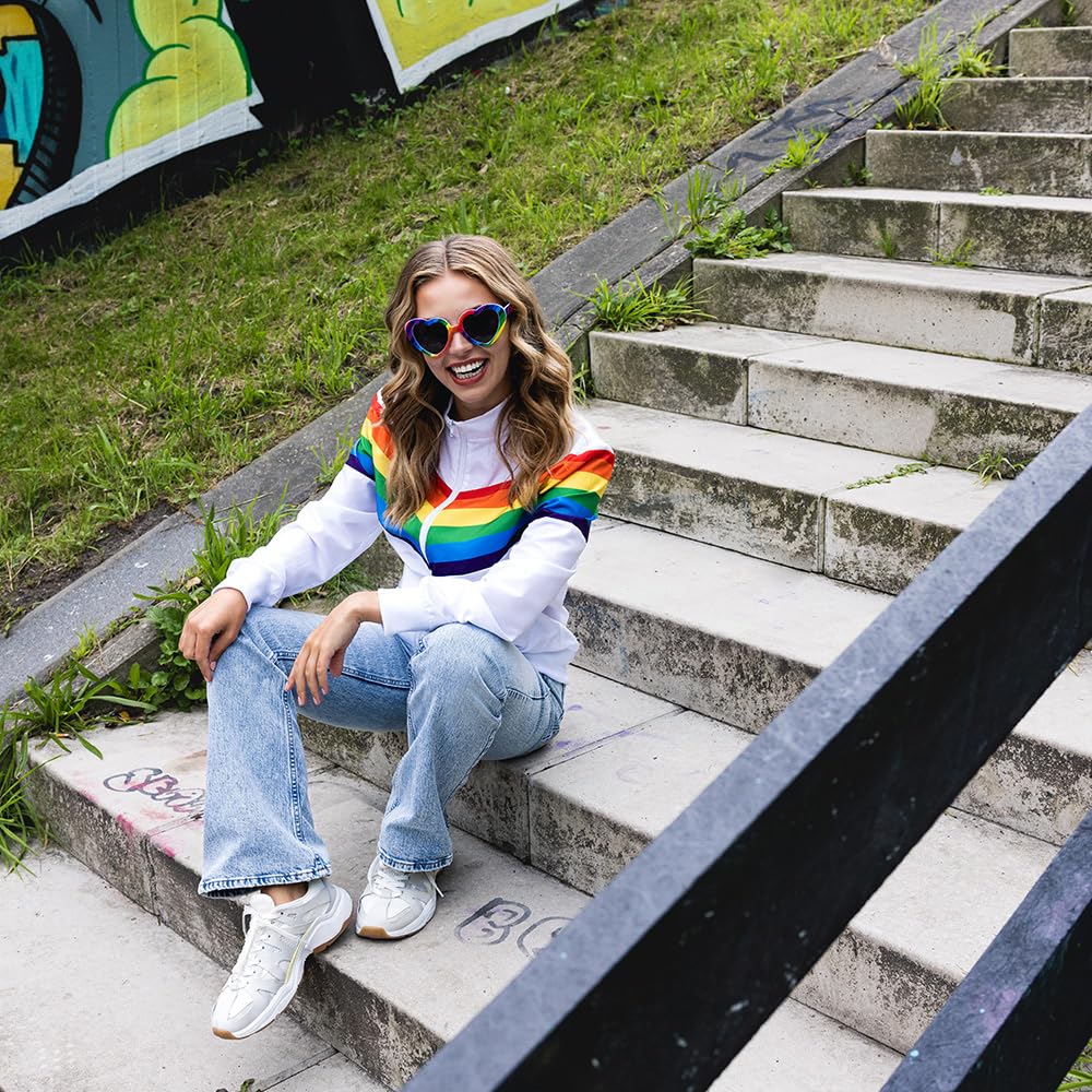 Boland - Chaqueta de chándal Vintage Rainbow, disfraz para mujer en estilo retro, de grupo para fiestas temáticas o carnaval
