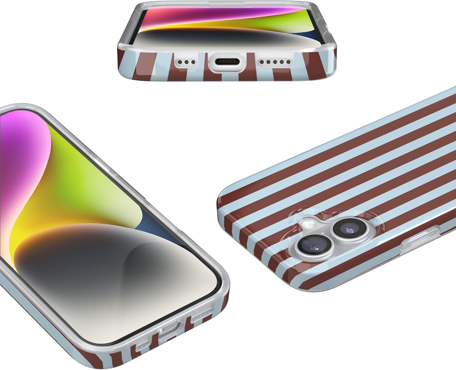 Casely iPhone 17 Case | Sunday in Brooklyn | Blue Stripes | Compatible with MagSafe | Classic Ultra Slim Design