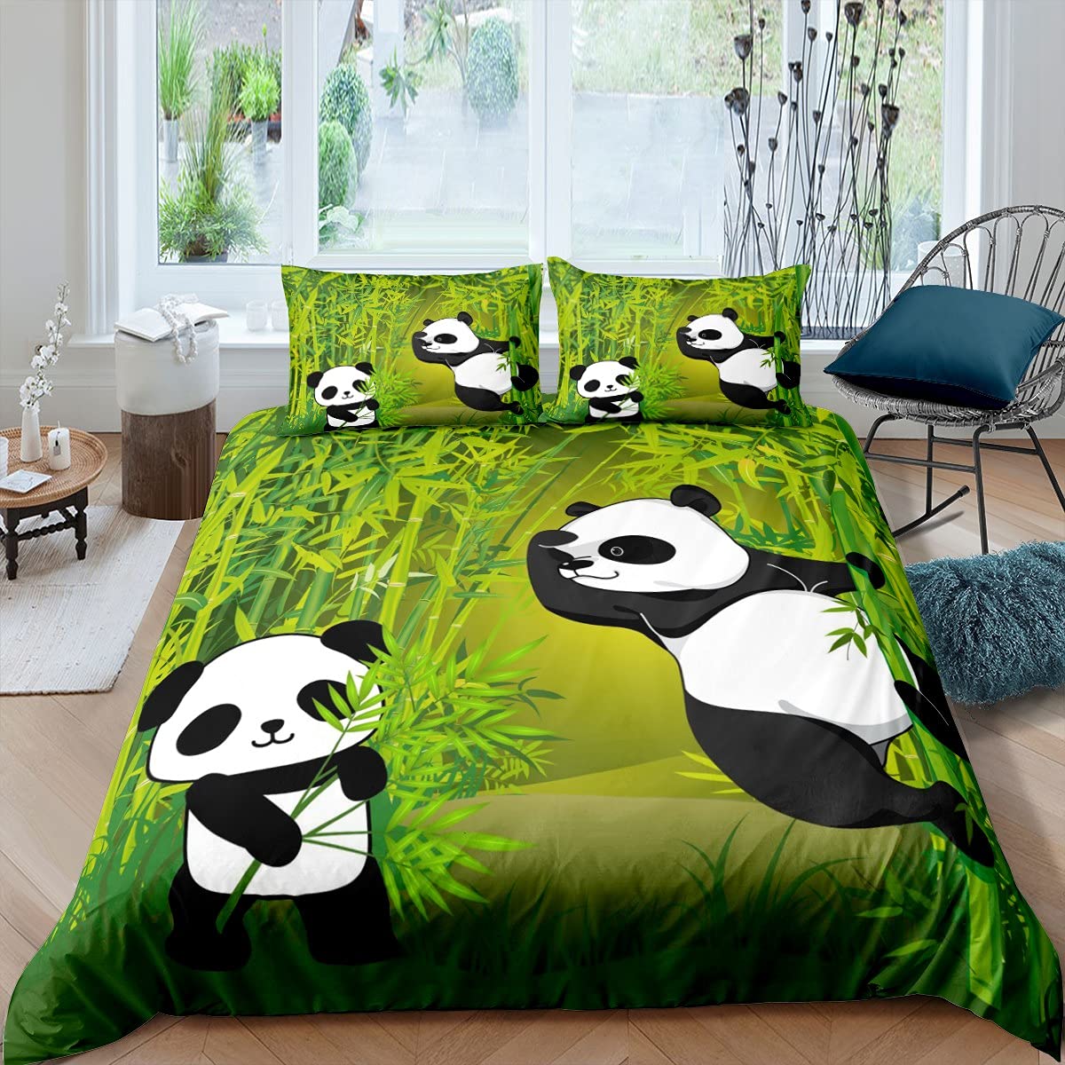 Copripiumino Panda Gigante – Set 3 Pezzi, Microfibra, Singolo Matrimoniale King - 2