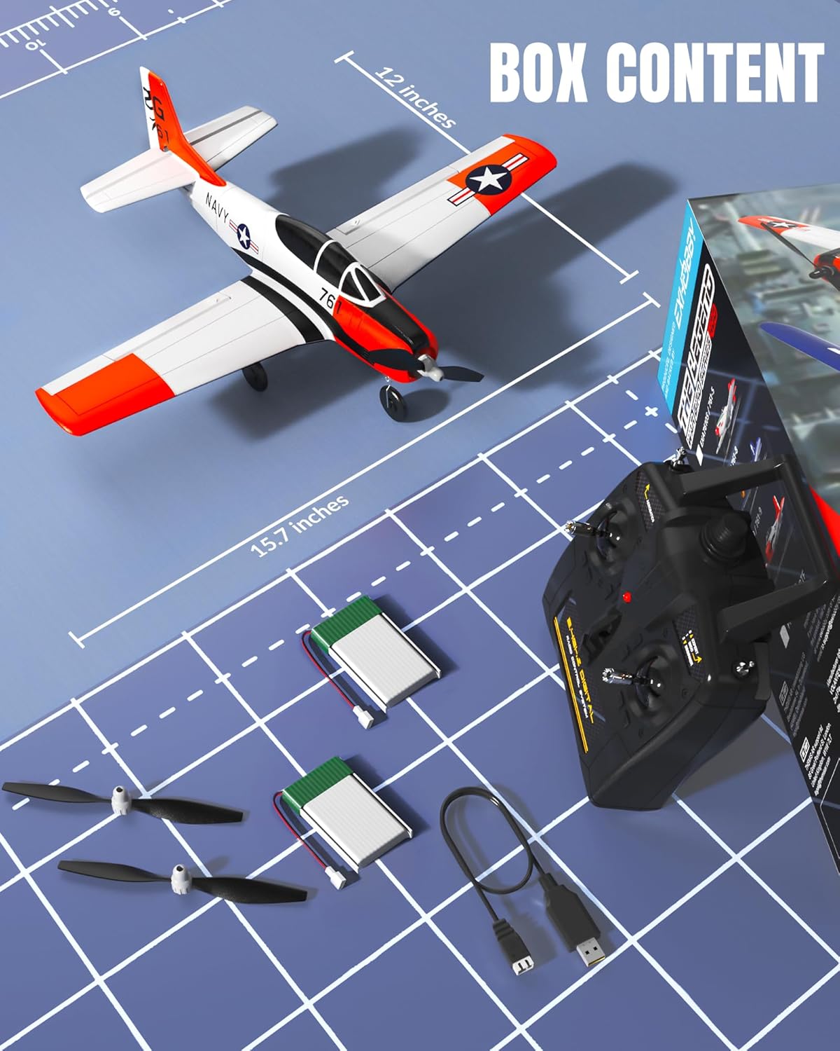 volantexrc RC Plane for Beginners, 4CH WWII RC Airplane T28 Trojan with Aileron, 2.4Ghz Remote Control Plane with Xpilot Self Righting & One Key Aerobatic for Adults (761-9 RTF)