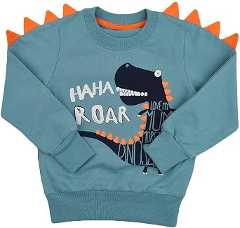 Popshion Toddler Boys Sweatshirts Dinosaur Long Sleeve Pullover Crewneck Shirts Cartoon Tee Sport Tops for Kids 1-8T