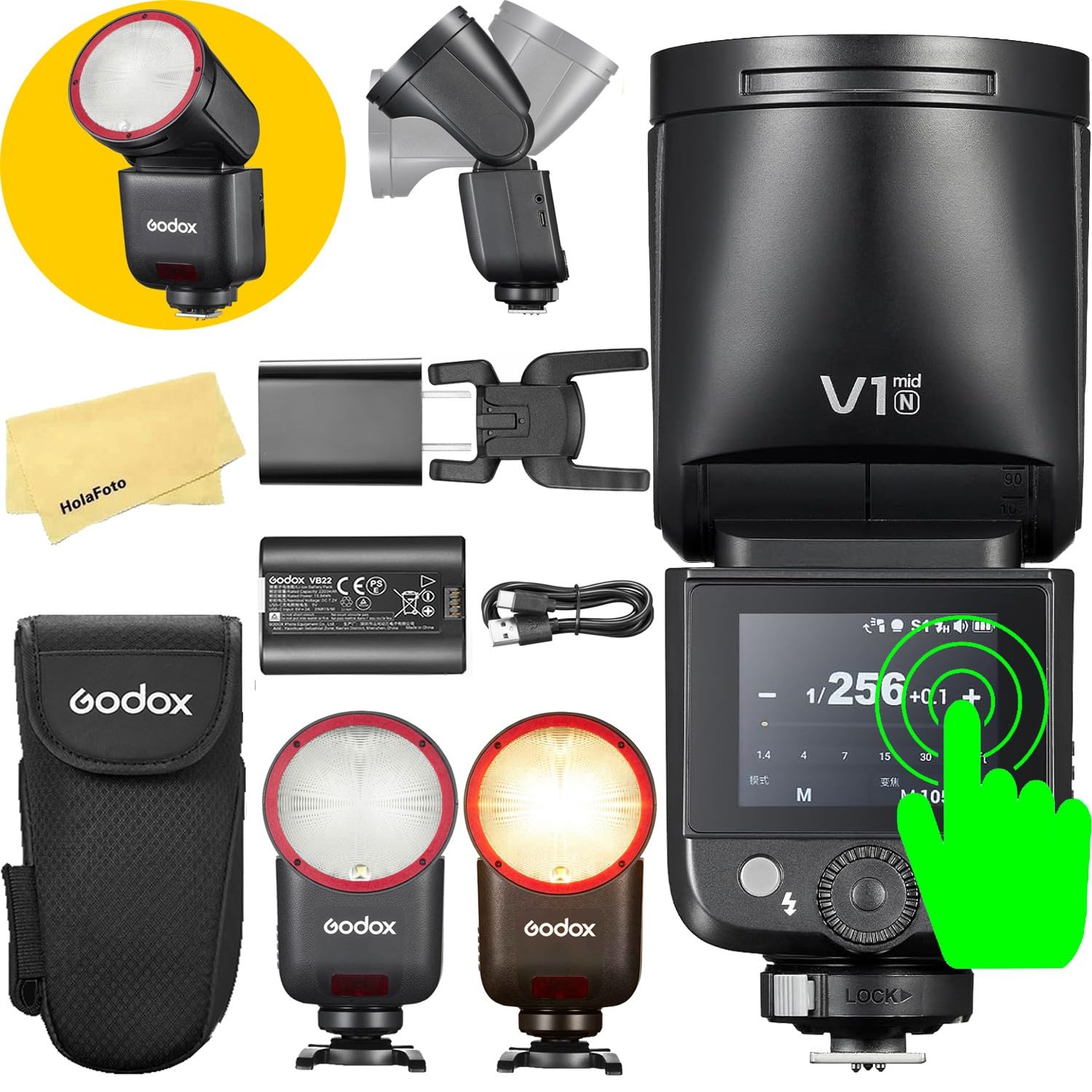 Godox V1 Mid N Flash per Nikon Fotocamere Flash Speedlite,55Ws,2.4G TTL 1/8000 HSS,650 Lampi a Piena Potenza,Tempo Ricarica 1,7s,Batteria al Litio 7,2V/2200mAh,Lampada Pilota LED da 2W con 10 Livelli