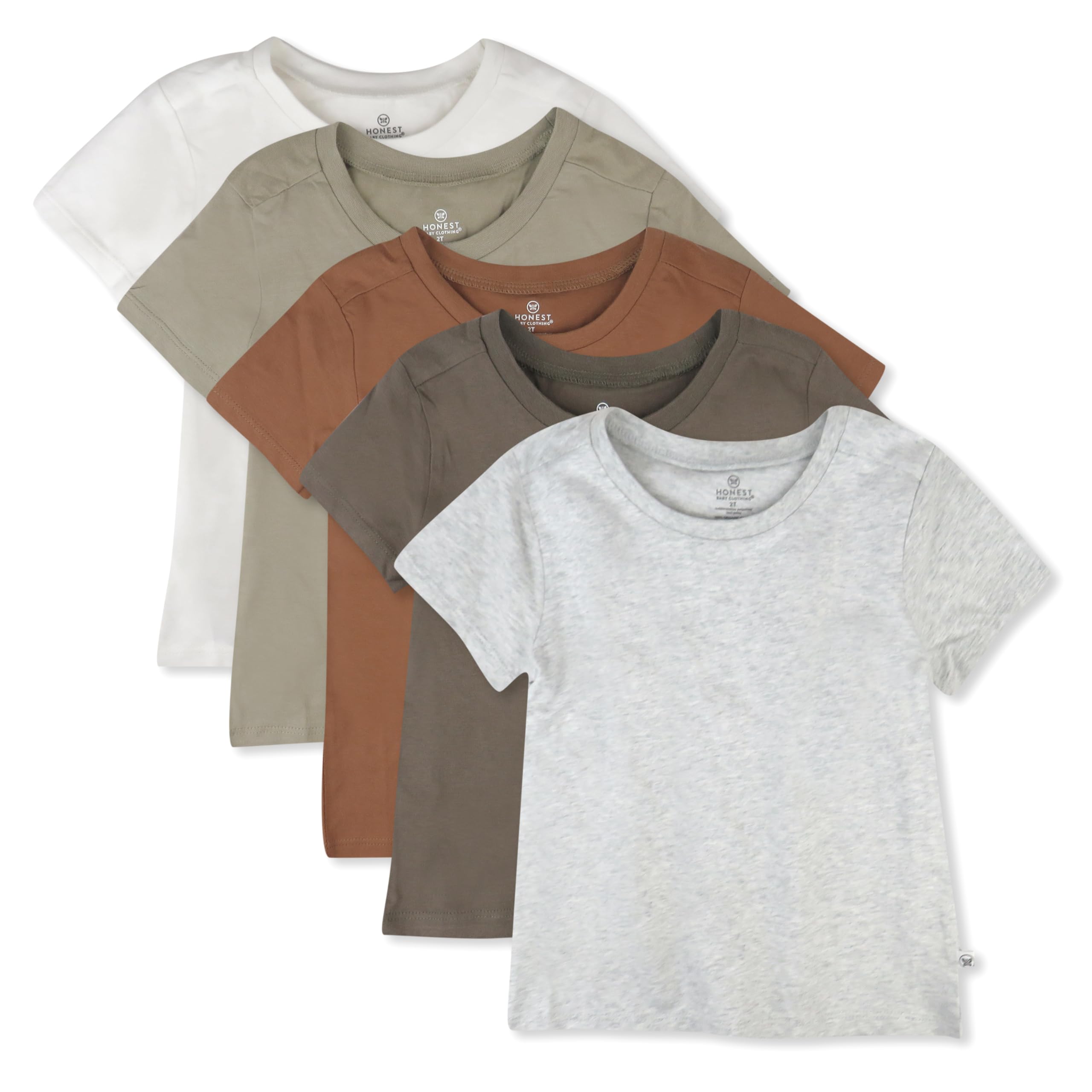 HonestBaby Baby Toddler &amp; Kids' 100% Organic Cotton Short Sleeve T-Shirts (10-Pack)