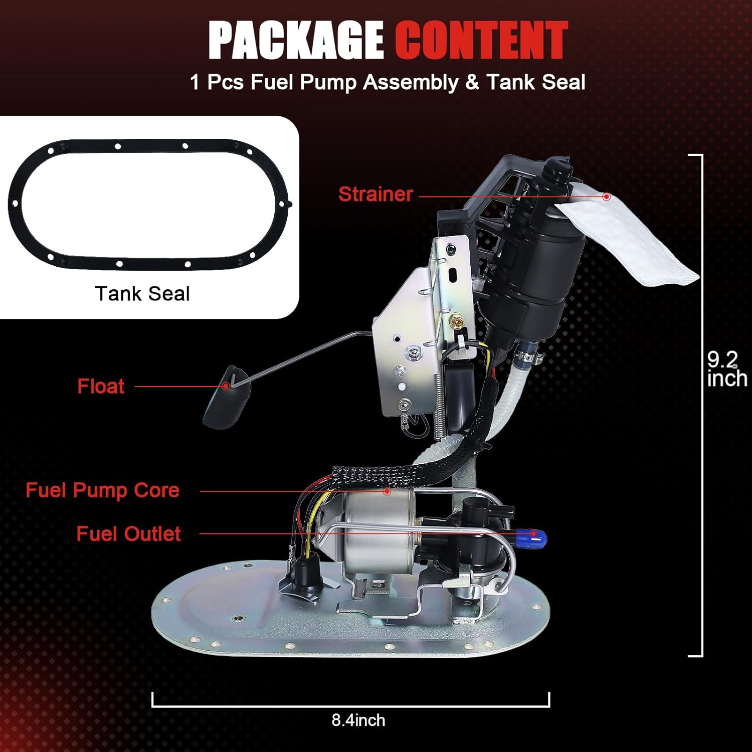 Fuel Pump Assembly Compatible With 2005 Harley-Davidson FLHRSI Road King Custom Only Fit for 05 Model with Black Harness On The Top Plate, Replace OE# 75227-04A