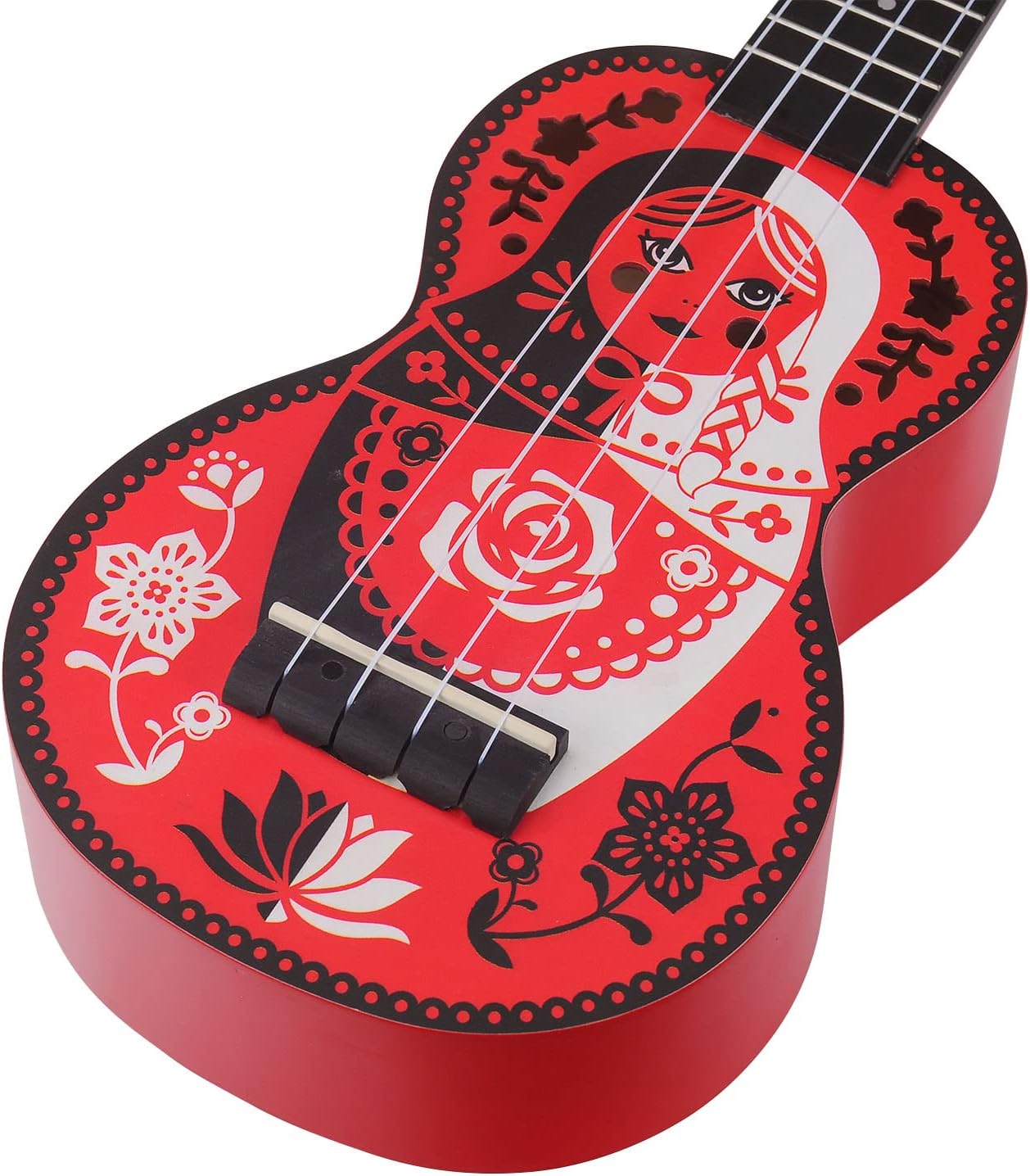 Mahalo MA1RD Art Series Soprano Ukulele, Russian Doll Motif Graphic