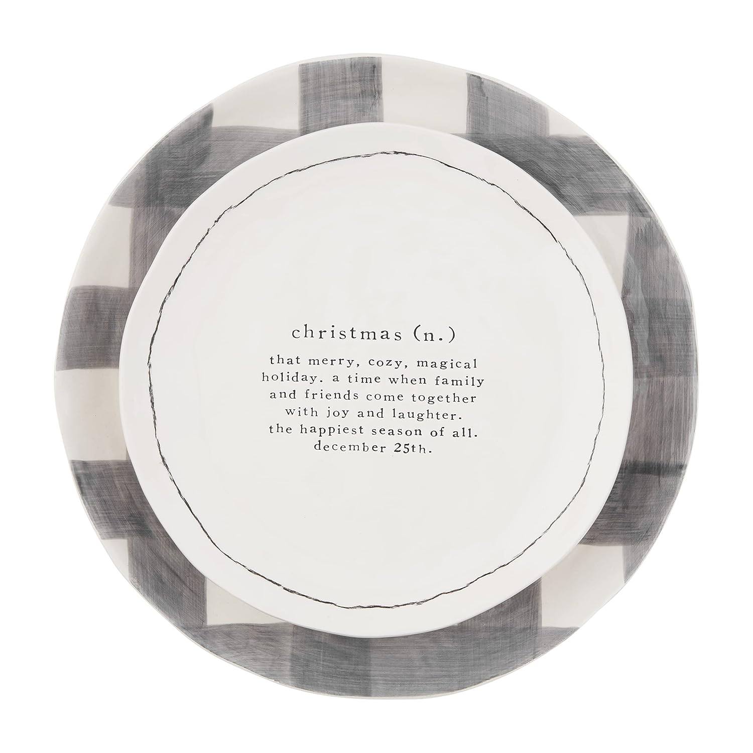 Mud Pie Buffalo Check and Christmas Definition Platter Set, small 10" dia | large 13" dia
