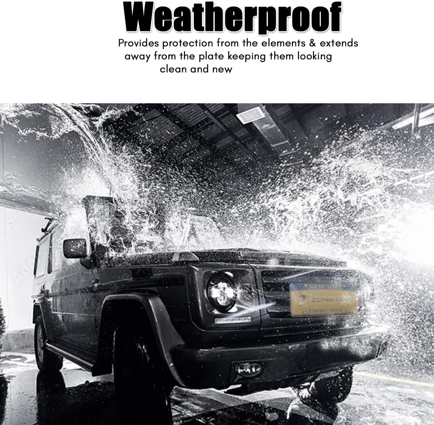 ZONTECH Clear License Plate Cover Frame Bubble Shields 2 Pack -Fits Standard Plates Protects Front and Back License Plates (2 Sets of 2)