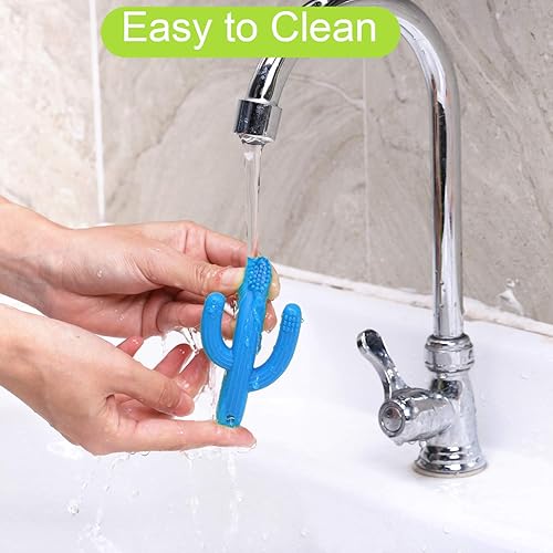 Miniatura 5 de Cepillo de dientes de cactus para bebé, alivio del dolor autohumectante, juguetes suaves para la dentición del bebé, cepillo de dientes de