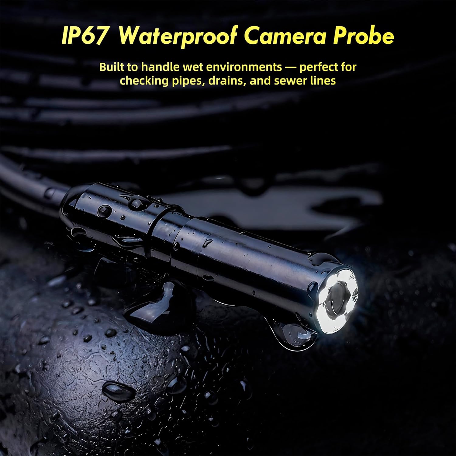 Industrial Borescope Camera with Lighting, 4.3" Borescope, 1080P HD Inspection Camera, 8 LED Lights, 16.4FT Semi-Rigid Cable, IP67 Waterproof Endoscope, Used for Pipes, Automobiles, Sewer