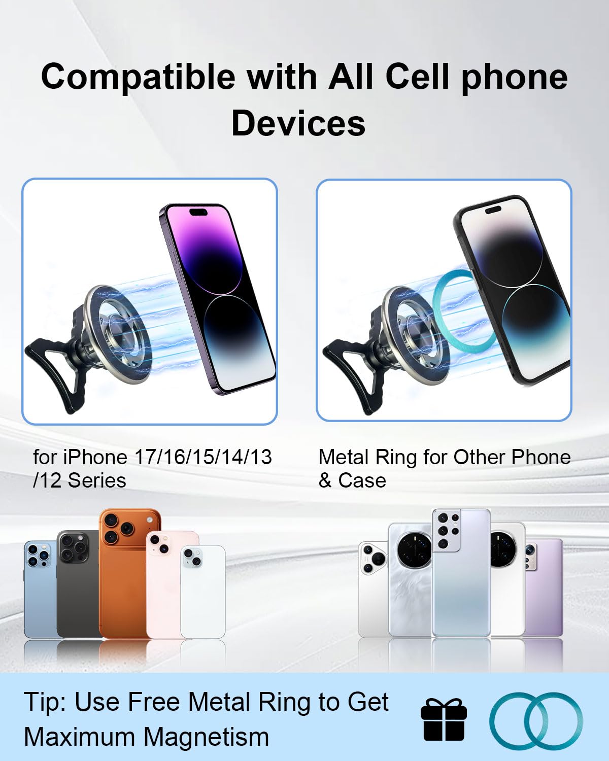 Magnetyczny uchwyt na telefon komórkowy do Audi A3 8P 2004-2013, uchwyt samochodowy z otworami wentylacyjnymi, obrotowy o 360°, do iPhone 17 16 15 14 i GPS