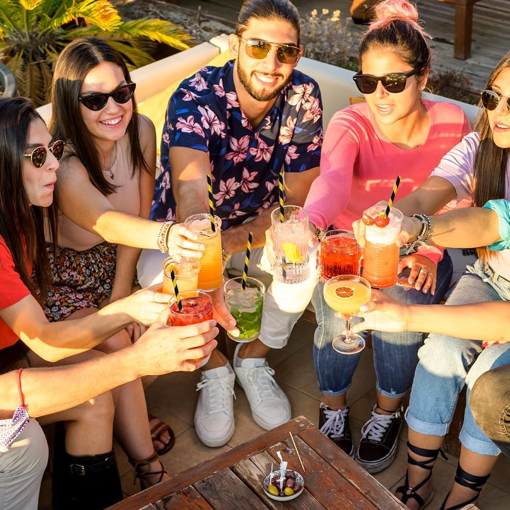 Gold Straws [100 Pack] Biodegradable Disposable Black & Gold Paper Striped Straw for Birthdays, Coffee, Cocktail, Weddings, Bridal, Baby Shower, DIY Decorations, Party Supplies - Image 5