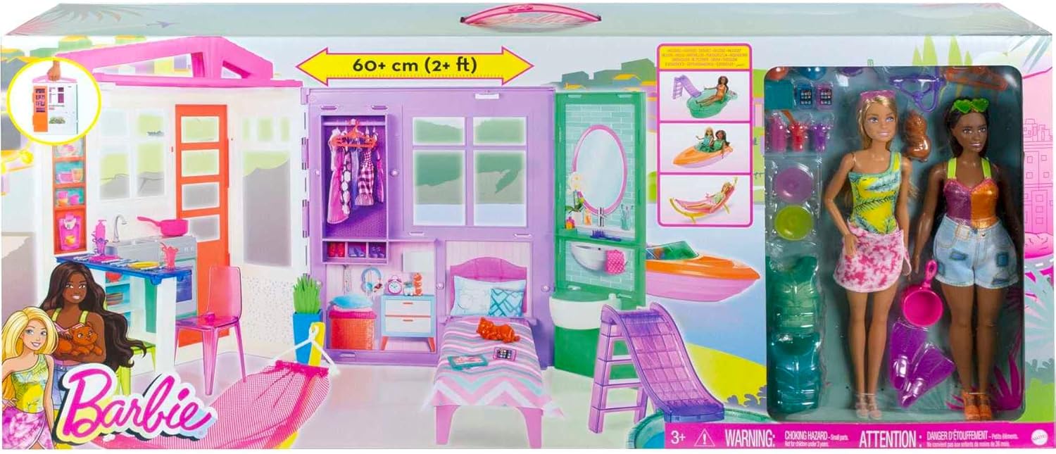 Barbie House Gift Set packaging showing all included items