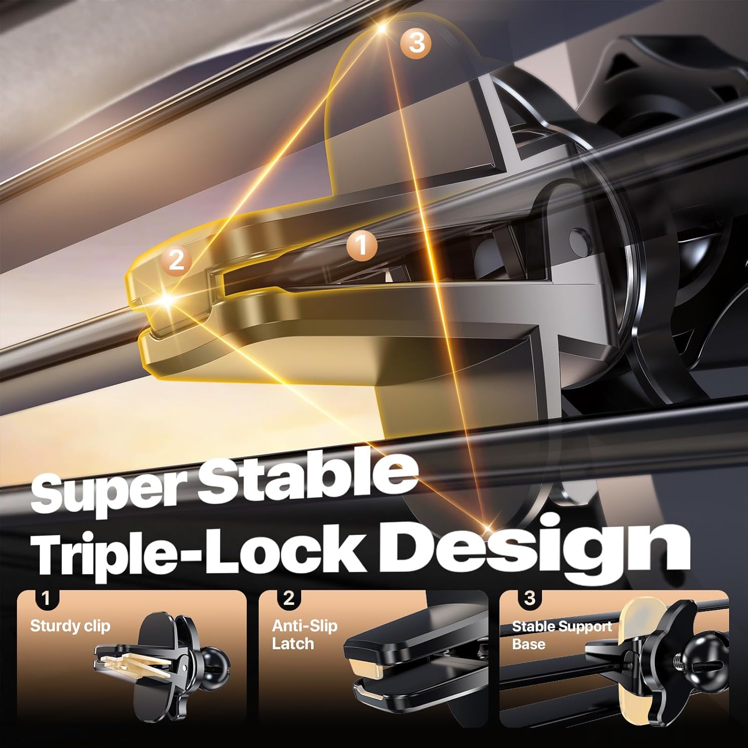 Miracase Phone Holder for Your Car, Multifunctional Car Phone Mount with Suction Cup Base& Vent Hook, Long Adjustable Arm& 360° Rotation for Multiple Viewing Angles, Compatible for 4-7.2 Inch Phones - Image 5