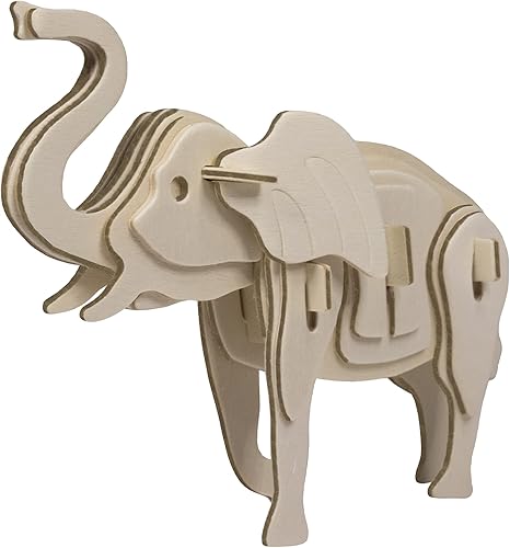 Miniatura 30 de Rompecabezas de madera Eco 3D de Deluxebase. Kit de manualidades de rompecabezas 3D con temática animal. Juguetes de animales de safari de madera