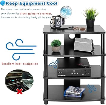 Racks Home Audio Racks and Stands, 4-Tier Stereo Components Cabinet, Av Media Stand Corner for Theater Room Gaming Living Room, Electronics Equipment Shelf, Large Capacity Amp