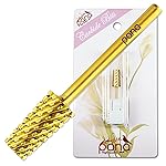 PANA Tapered Barrel Carbide 3/32 Shank Size - (Gold, Coarse Grit) - Fast remove Acrylic or Hard Gel Nail Drill Bit for Manicure Pedicure Salon Professional or Beginner