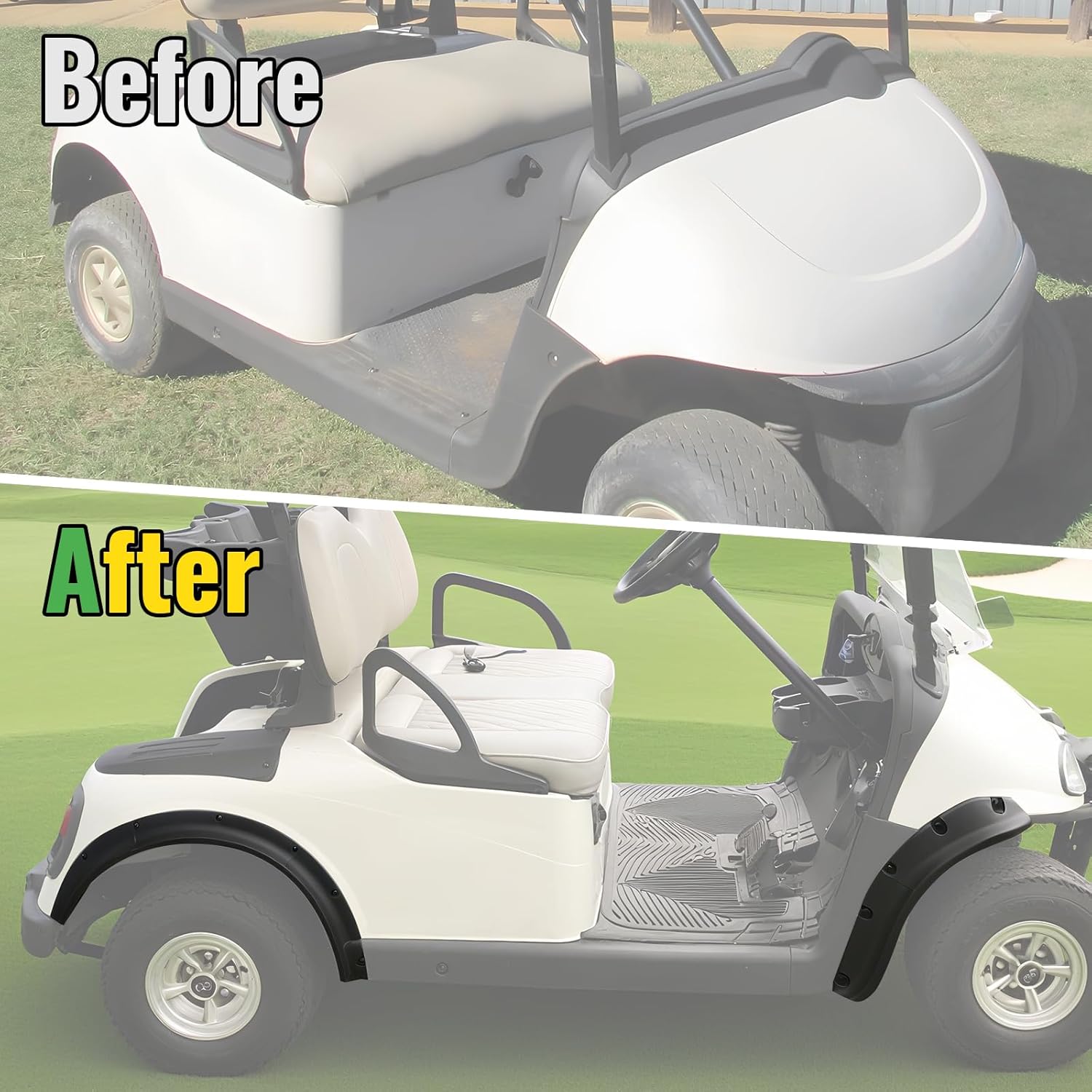 Fender Flares for EZGO RXV 2008-2015 Gas & Electric Golf Cart Accessories, Combined Mud Guards Front and Rear Mud Flaps with Hardware for Standard Unmodified EZGO RXV Golf Carts
