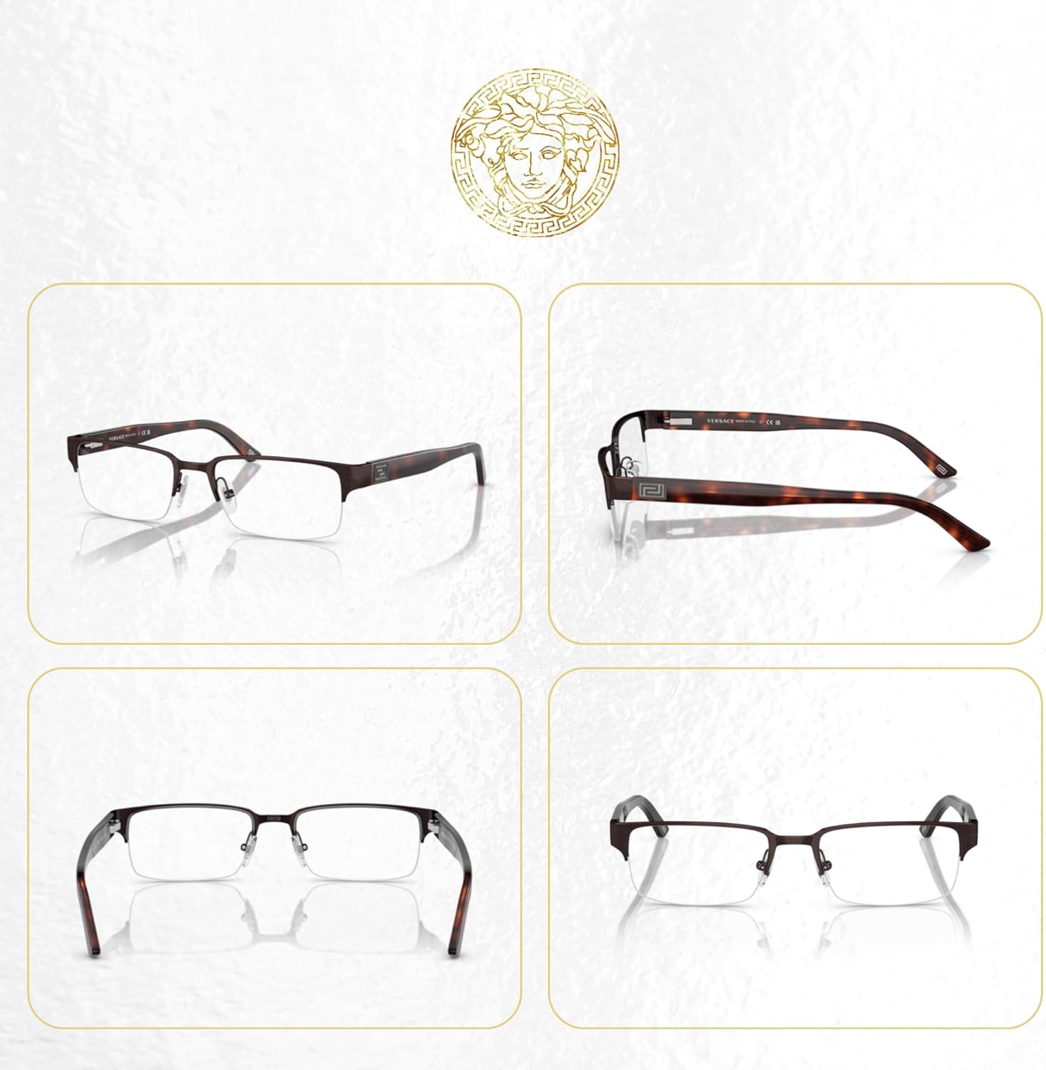 Versace VE1184 Rectangle Eyeglasses For Men+BUNDLE with ACCESSORY EYEWEAR KIT - Image 3