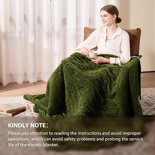 Vista 84 de Homemate Manta térmica eléctrica de 50 x 60 pulgadas, manta térmica de 1/2/4/6/8 horas de apagado automático, 10 niveles de calor, protección contra
