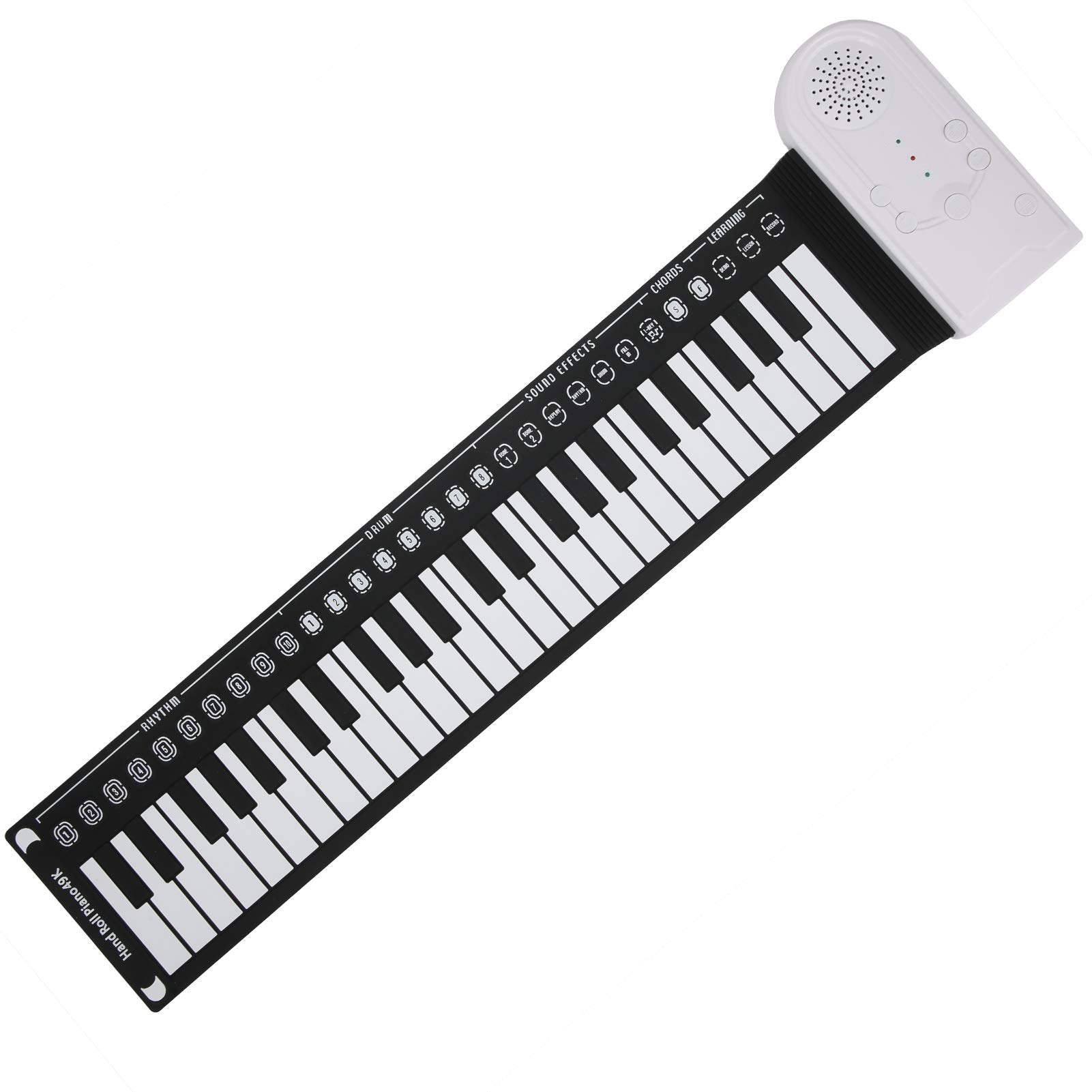 Piano enrollable de 49 teclas, piano electrónico portátil con rollo de mano con 16 tonos, conexión USB, teclado de piano eléctrico portátil, teclado de música electrónica para principiantes, regalos