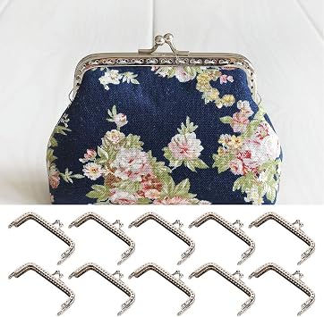 10pcs Purse Frame, Metal Frame Kiss Clasp Lock, Metal Frame Purse Frame Kiss Clasp Lock, Square Bag Kiss Clasp Frame for DIY Craft, Purse Making, Bag Making (8.5cm)