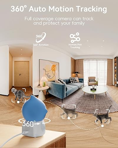 Miniatura 6 de ZUMIMALL Cámara para mascotas para interiores, cámara WiFi 5G2.4G para perrogato con juguete láser, cámaras de seguridad para mascotas de 3MP con