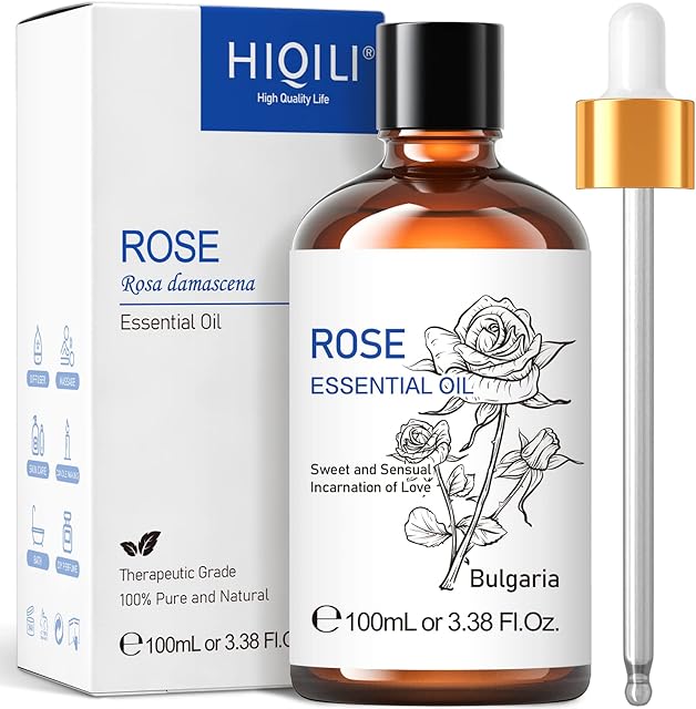 HIQILI Rose Oil Essential Oil 100ml,Premium Grade Rose Oil