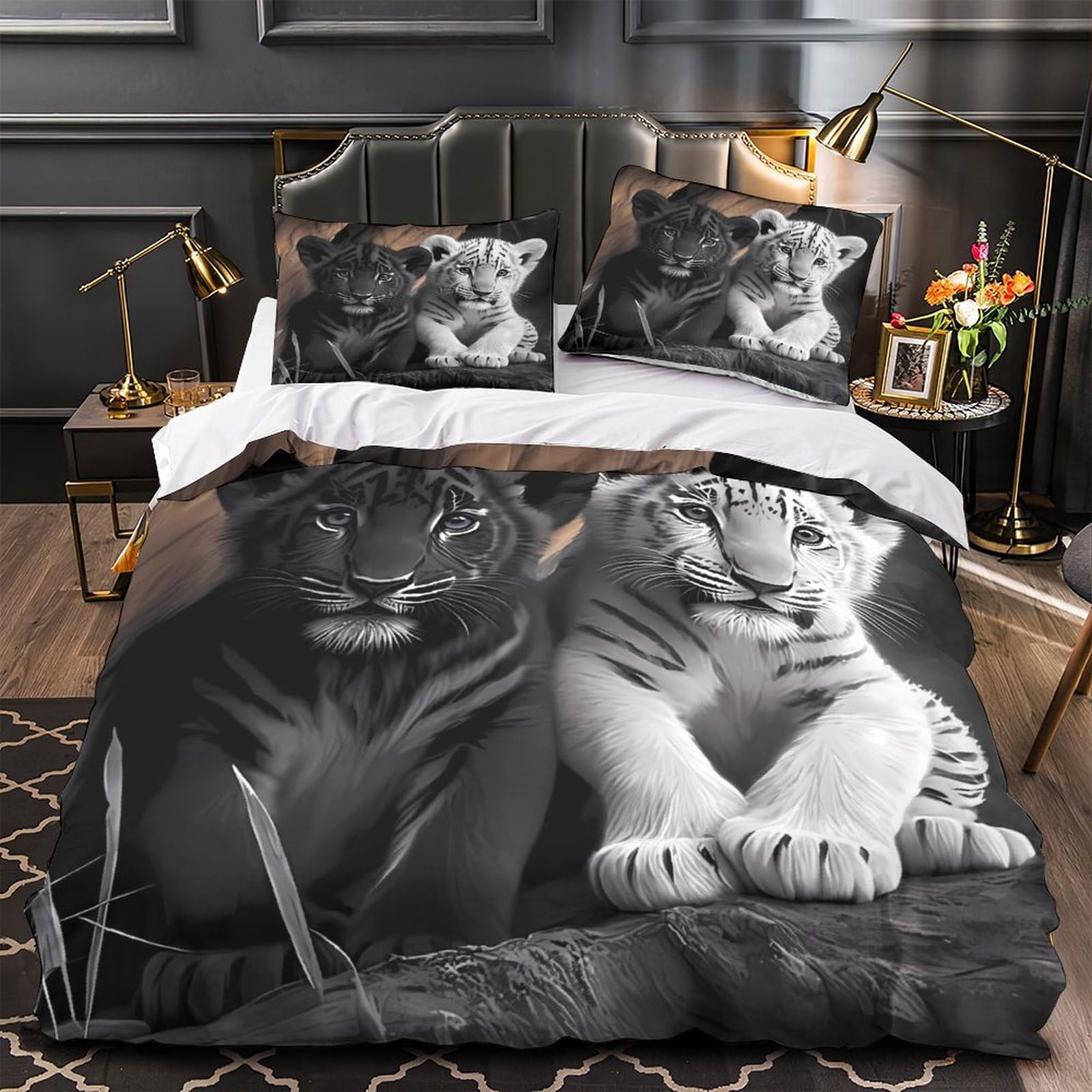 Ensemble de literie tigre 3D king size, le cadeau d'anniversaire idéal pour fille