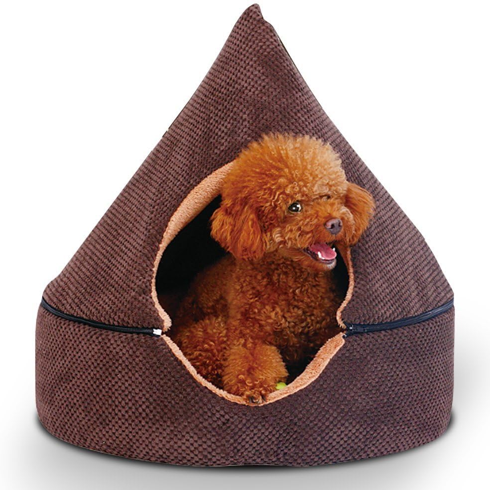 Petsfansta 2-in-1 Premier Washable Mongolia Yurt Round Dog Beds House for 33 Pounds and Less Breed Dogs and Cats