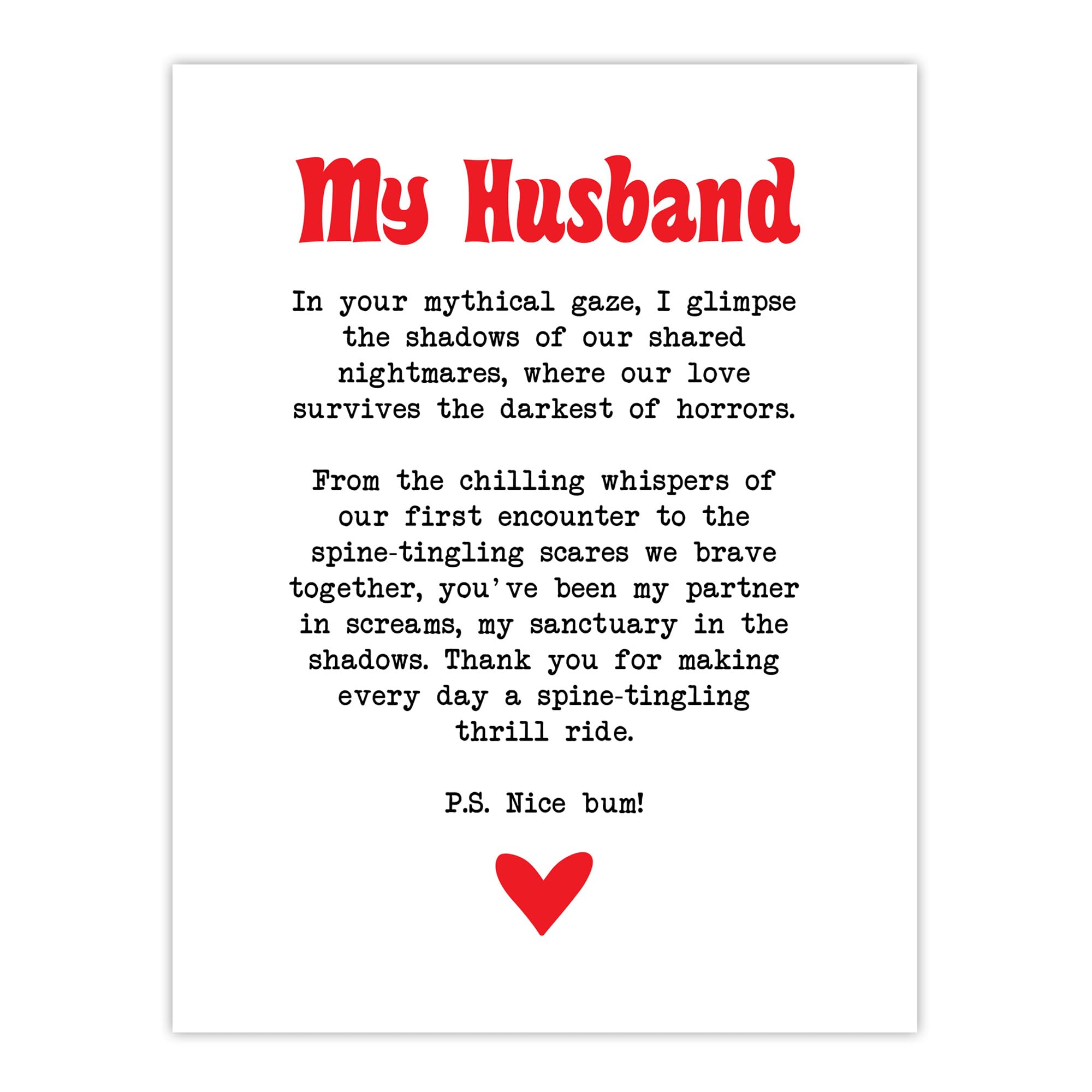 Artery8 Love Poem Horror Fan Husband Romantic Poetry Fun Bedroom Large Wall Art Poster Print Thick Paper 18X24 Inch