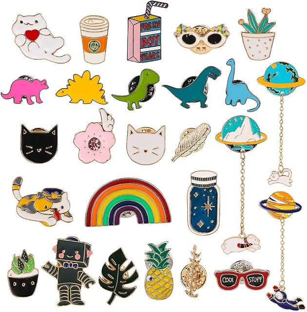 Tagaremuser 26 Pieces Cute Brooch Pins Cartoon Enamel Pins Set Brooch Lapel Badges for DIY Clothing Sweater Shirt Jacket Backpack Hat