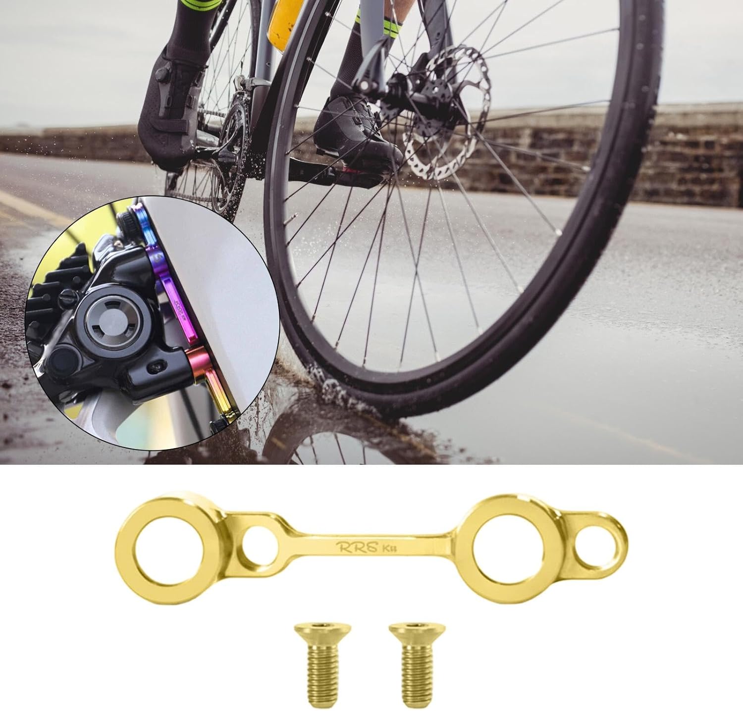 Road Bike Disc Brake Adapter,Mounting Bracket Part Repair Converter,Disc Brake Caliper Mount Adapter for Cycling Accessories, Gold 5.1x1.1cm