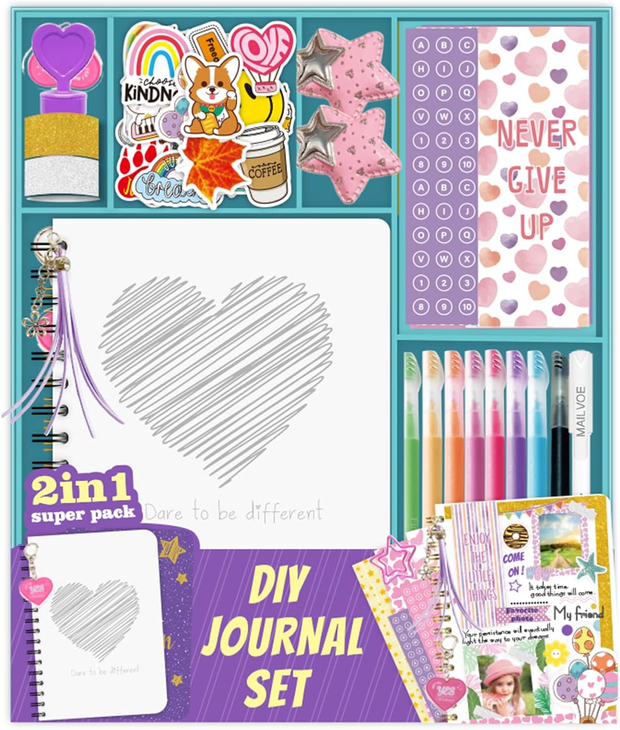 WTWU Journal Craft Set Educational Toy Creative Scrapbooking Supplies for Girls Ages 4-12 Birthday Christmas Gifts Arts and Kits
