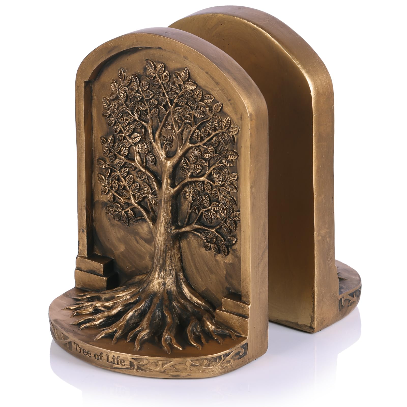 Sujetalibros decorativos para estantes Tree of Life en despachos y salones elegantes