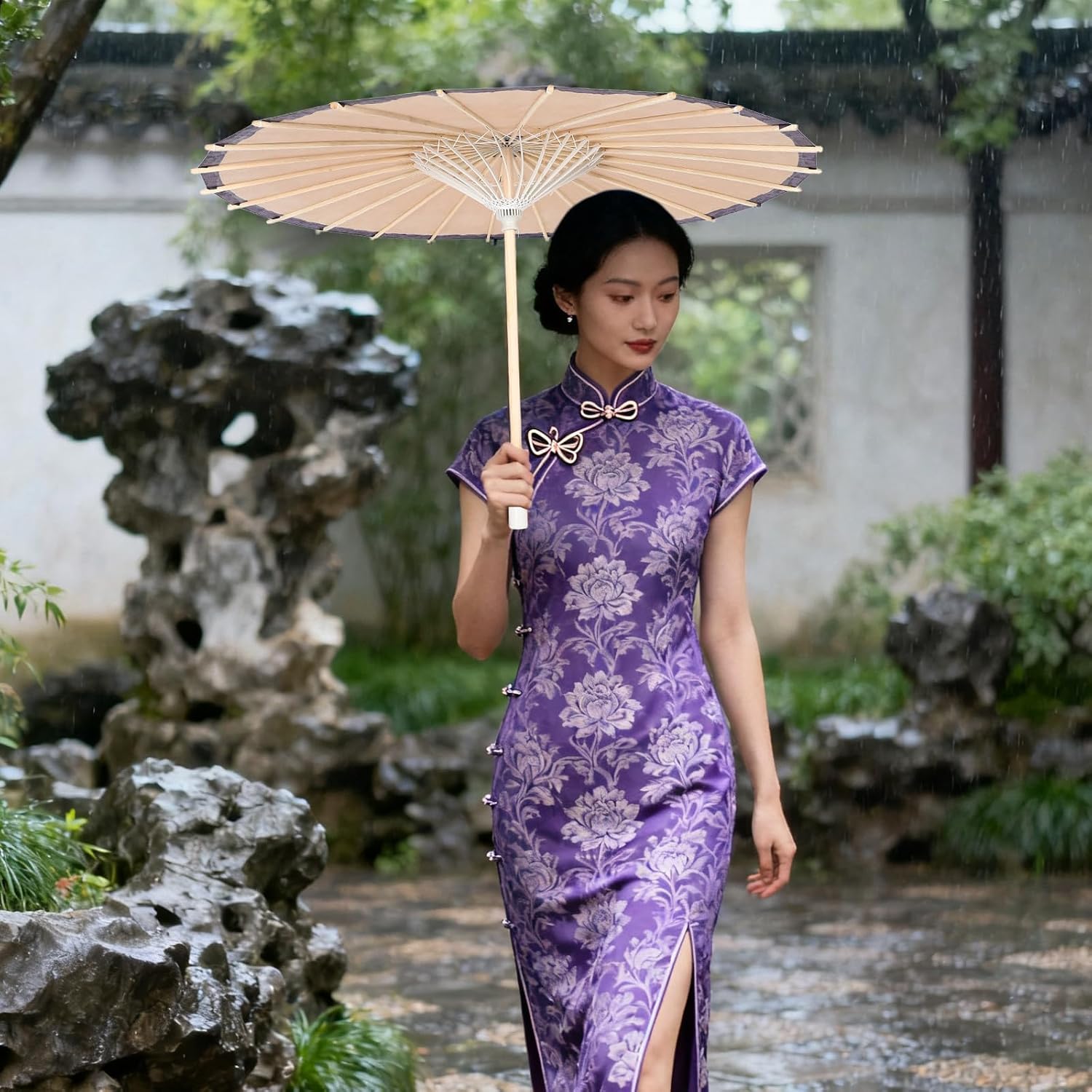 Classic Oil Paper Umbrella Handmade Wooden Parasol for Photography