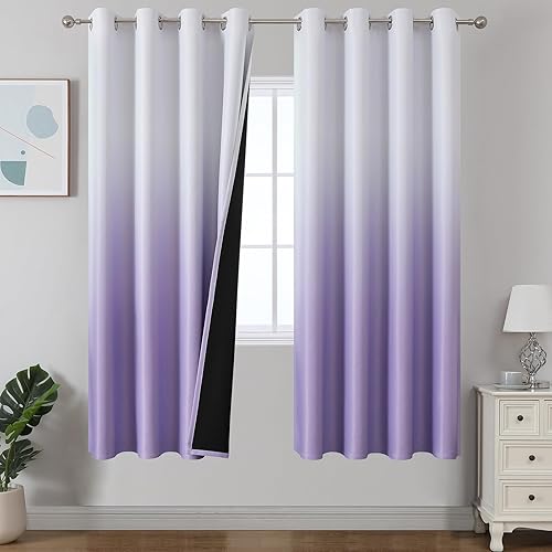Miniatura 15 de Estelar Textiler Cortinas Opacas con Degradado para Sala de Estar de 84 Pulgadas de Largo, Cortinas de Ojales Ombré con Aislamiento Térmico de Gris