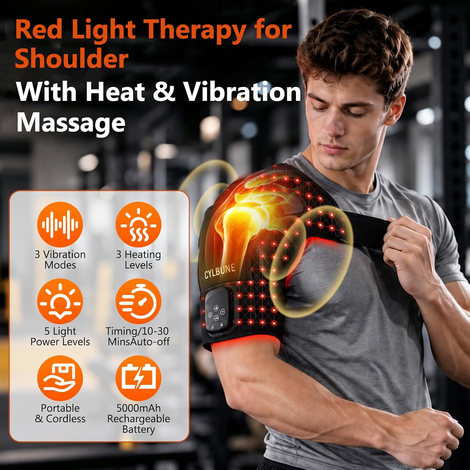 Red Light Therapy for Shoulder, 102*3 LEDs 660nm 850nm Wearable Light Wrap image 2