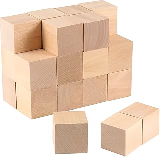 HOIGON 20 PCS 2 Inch Wooden Cubes Unfinished Wood Blocks, Natural Premium Square Blank Wooden Block for Craft Decorating Painting Making DIY