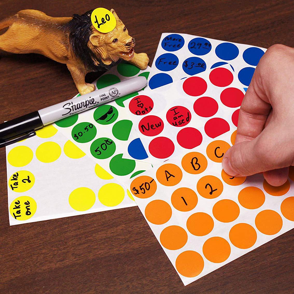 Dot Stickers, 16 Sheets 10mm Round Colored Dots Sticky Dots 2475 Circular Dot Labels Coding Dot Stickers for Office, School, Calendar, Card, Art Craft